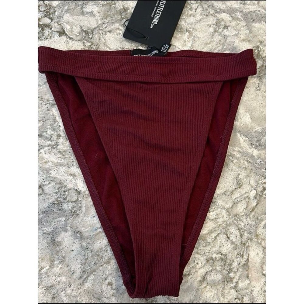 👙 Pretty Little Things Bikini Bottoms - Maroon - Size 0 - New With Tags